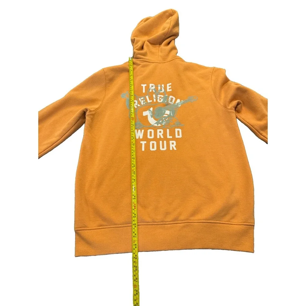 True Religion Mens M Yellow Core Zip Up Hoodie Buddha Logo Sweatshirt Streetwear